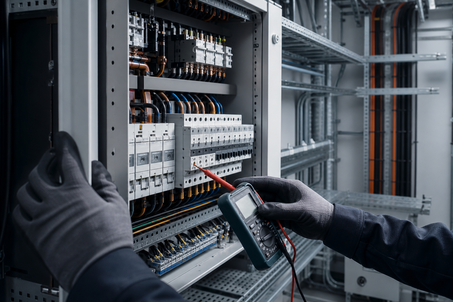 Electrical contractor supervising distribution work